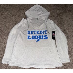 NFL Lion's Lite Grey HOODED Pullover TOP~Sleepwear~Women's Size Small NEW w/tags